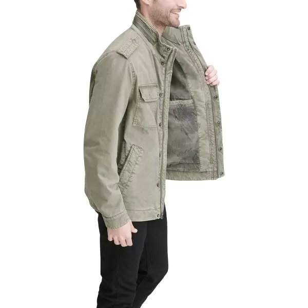 Levis Mens Washed Cotton Military JacketLight Olive Unfilled