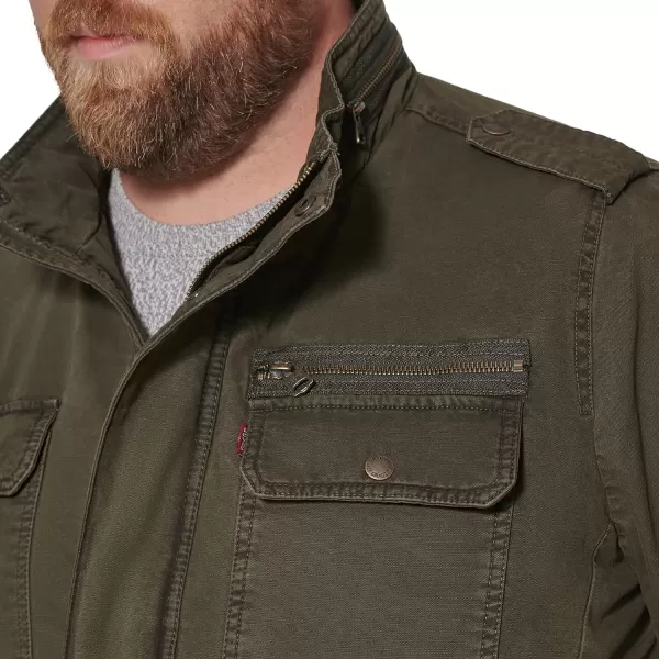 Levis Mens Washed Cotton Military JacketOlive