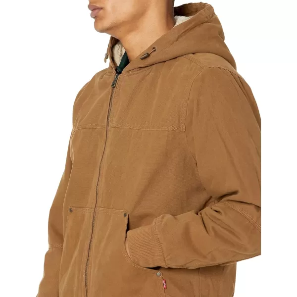 Levis Mens Workwear Cotton Canvas Hoody Bomber Jacket Regular amp Big amp Tall SizesBrown