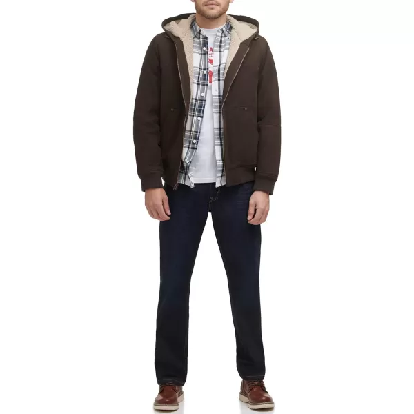 Levis Mens Workwear Cotton Canvas Hoody Bomber Jacket Regular amp Big amp Tall SizesDark Brown 2