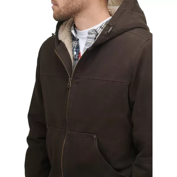 Levis Mens Workwear Cotton Canvas Hoody Bomber Jacket Regular amp Big amp Tall SizesDark Brown 2