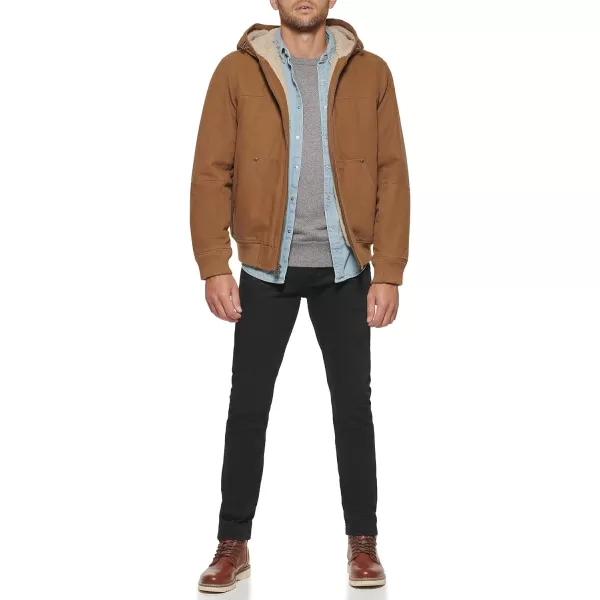 Levis Mens Workwear Cotton Canvas Hoody Bomber Jacket Regular amp Big amp Tall SizesWorker Brown 2