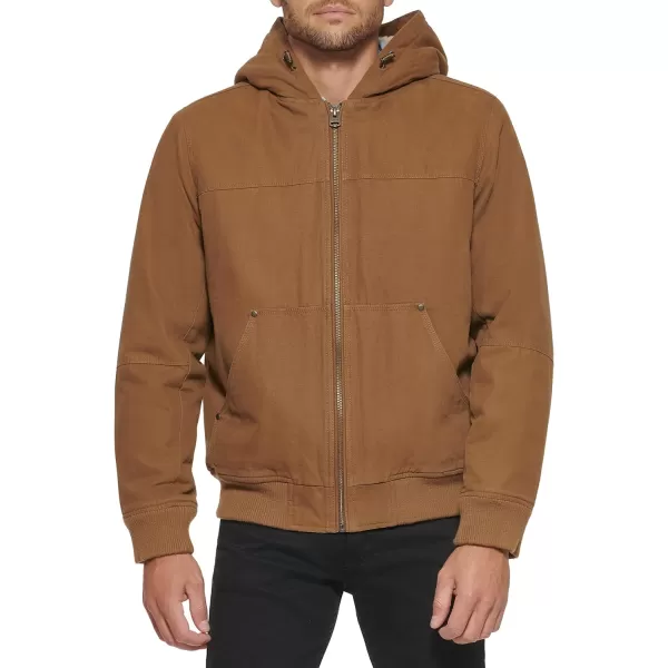 Levis Mens Workwear Cotton Canvas Hoody Bomber Jacket Regular amp Big amp Tall SizesWorker Brown 2