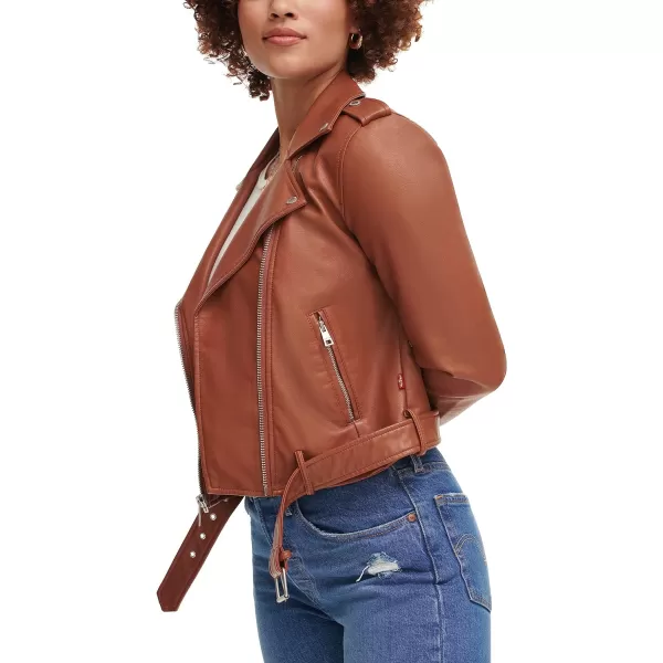 Levis Womens Belted Faux Leather Moto Jacket Regular  Plus SizeCamel