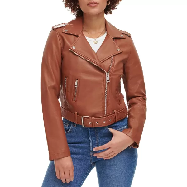 Levis Womens Belted Faux Leather Moto Jacket Regular  Plus SizeCamel