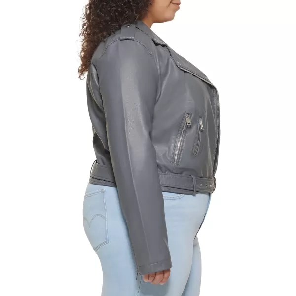 Levis Womens Belted Faux Leather Moto Jacket Regular  Plus SizeCharcoalBlack Snake