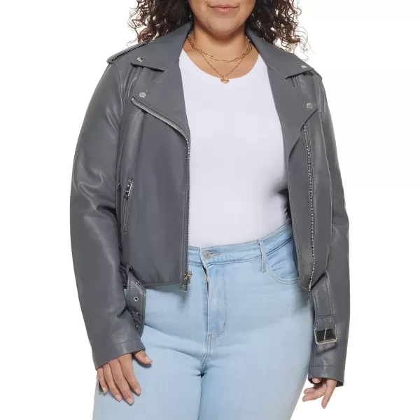 Levis Womens Belted Faux Leather Moto Jacket Regular  Plus SizeCharcoalBlack Snake