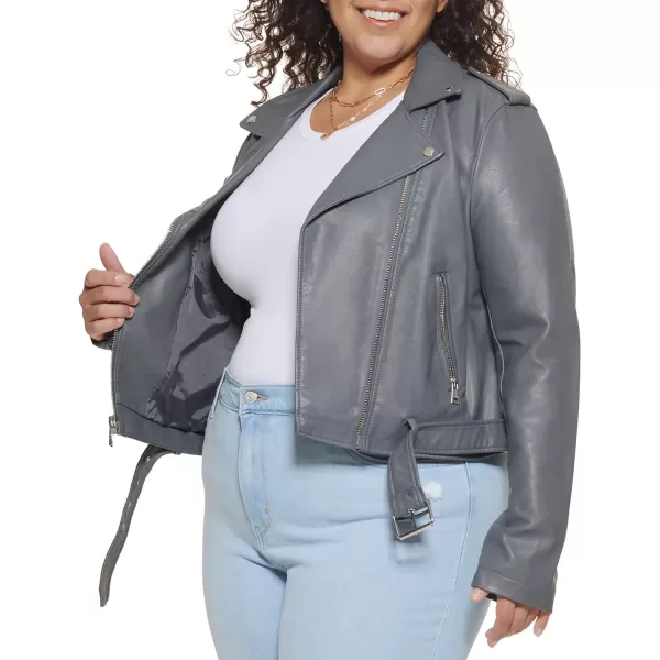 Levis Womens Belted Faux Leather Moto Jacket Regular  Plus SizeCharcoalBlack Snake