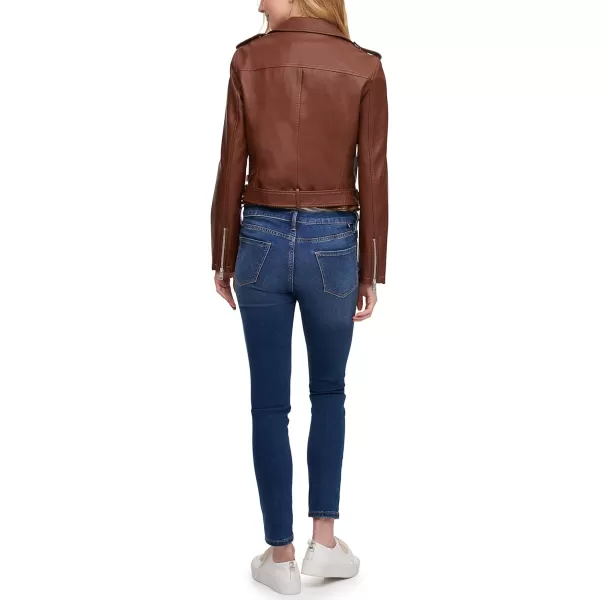 Levis Womens Belted Faux Leather Moto Jacket Regular  Plus SizeDark Brown