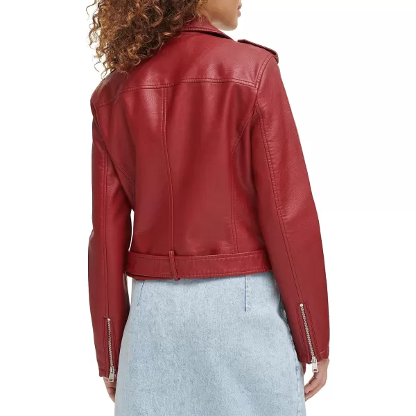 Levis Womens Belted Faux Leather Moto Jacket Regular  Plus SizeDeep Red