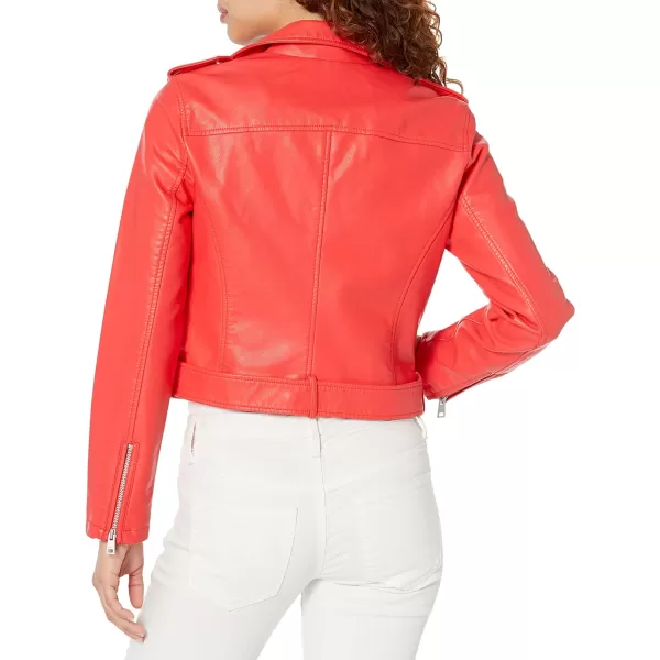 Levis Womens Belted Faux Leather Moto Jacket Regular  Plus SizeHibiscus Red