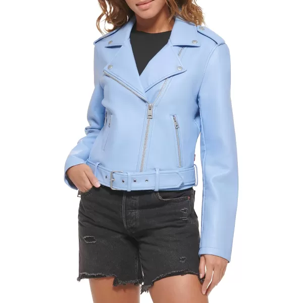 Levis Womens Belted Faux Leather Moto Jacket Regular  Plus SizeHydrangea