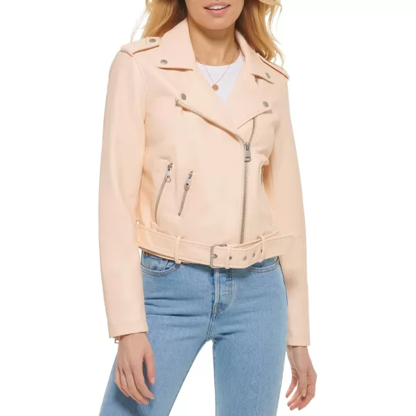 Levis Womens Belted Faux Leather Moto Jacket Regular  Plus SizePeach