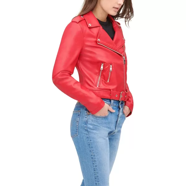 Levis Womens Belted Faux Leather Moto Jacket Regular  Plus SizeRed