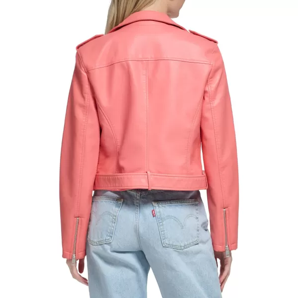 Levis Womens Belted Faux Leather Moto Jacket Regular  Plus SizeToasted Coral