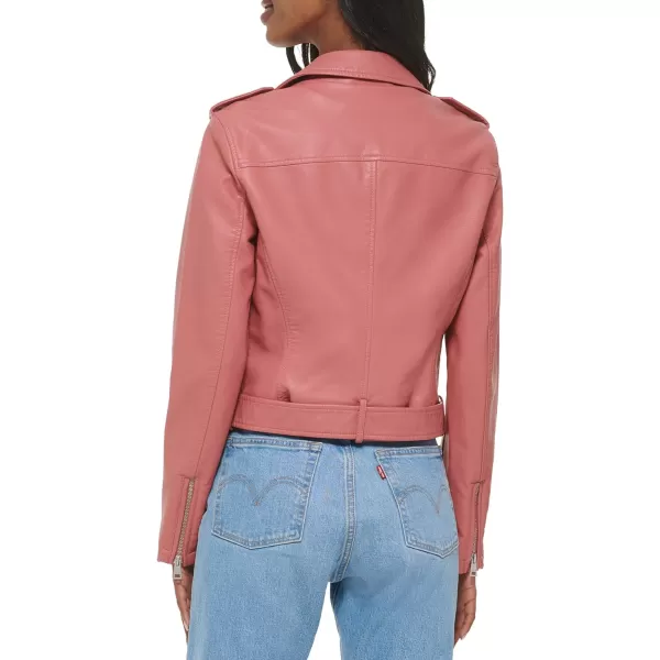 Levis Womens Belted Faux Leather Moto Jacket Regular  Plus SizeWinter Rose