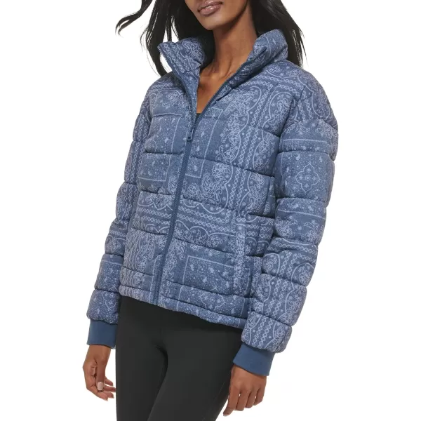 Levis Womens Box Quilted Puffer JacketFaded Blue Bandana