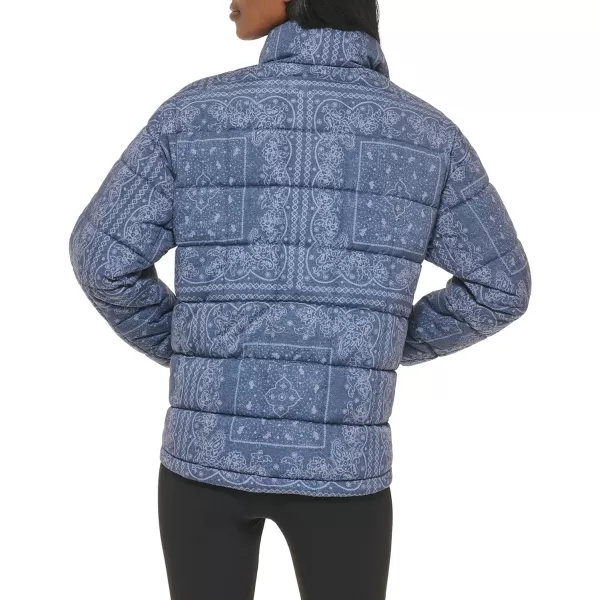 Levis Womens Box Quilted Puffer JacketFaded Blue Bandana