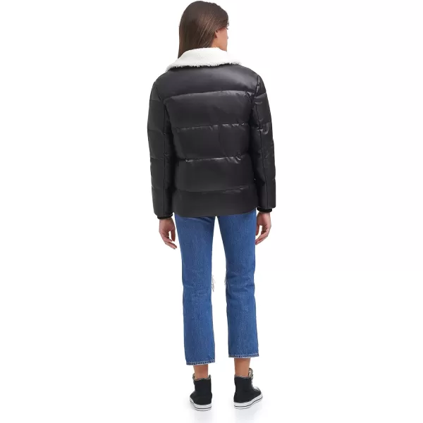 Levis Womens Breanna Puffer Jacket Standard and Plus SizesBlack Faux Fur Trimmed Moto