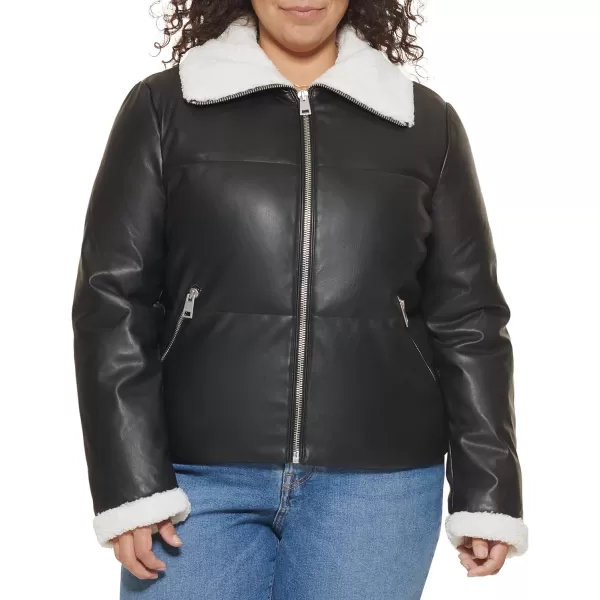 Levis Womens Breanna Puffer Jacket Standard and Plus SizesBlack Faux Leather