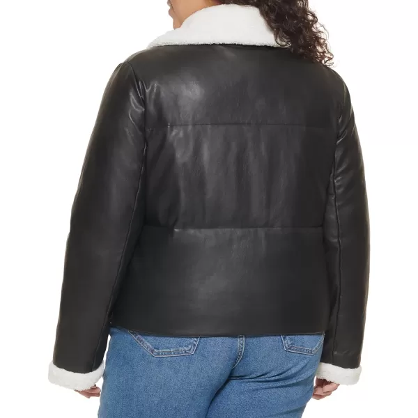 Levis Womens Breanna Puffer Jacket Standard and Plus SizesBlack Faux Leather