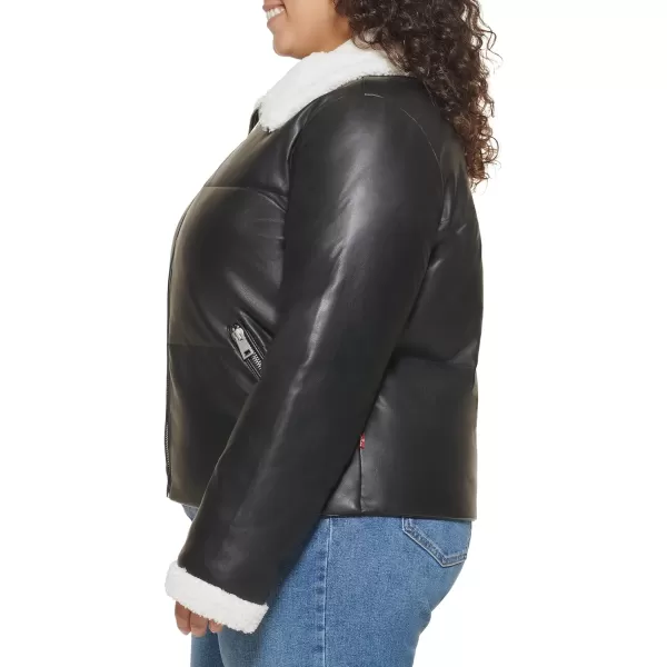 Levis Womens Breanna Puffer Jacket Standard and Plus SizesBlack Faux Leather