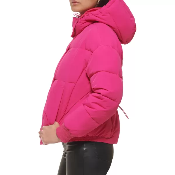 Levis Womens Cinch Waist Puffer JacketBerry With Hood