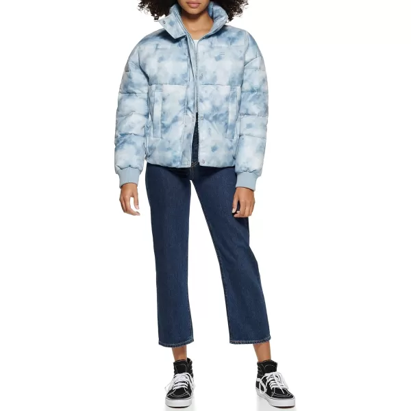 Levis Womens Cinch Waist Puffer JacketBlue Tie Dye