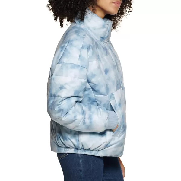 Levis Womens Cinch Waist Puffer JacketBlue Tie Dye