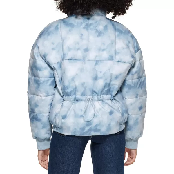 Levis Womens Cinch Waist Puffer JacketBlue Tie Dye