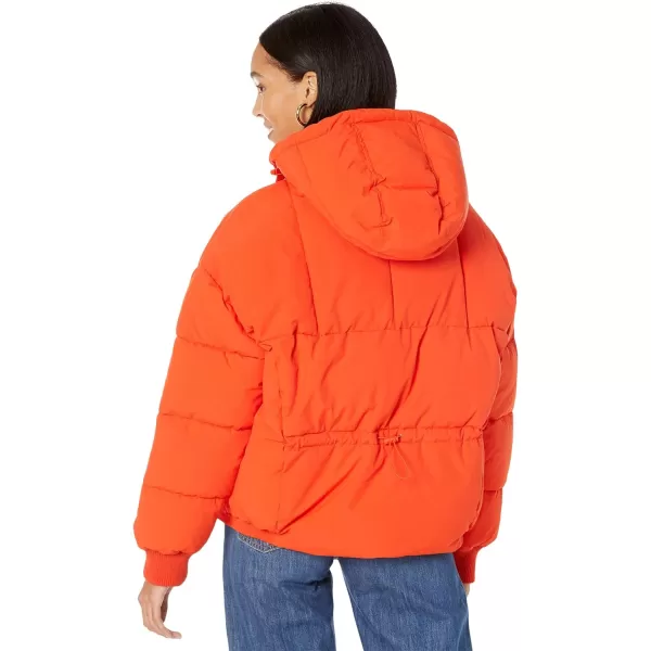 Levis Womens Cinch Waist Puffer JacketOrange With Hood