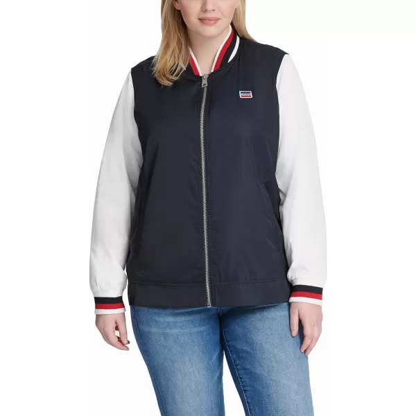 Levis Womens Colorblocked Retro Bomber Jacket Standard amp Plus SizesNavyWhite