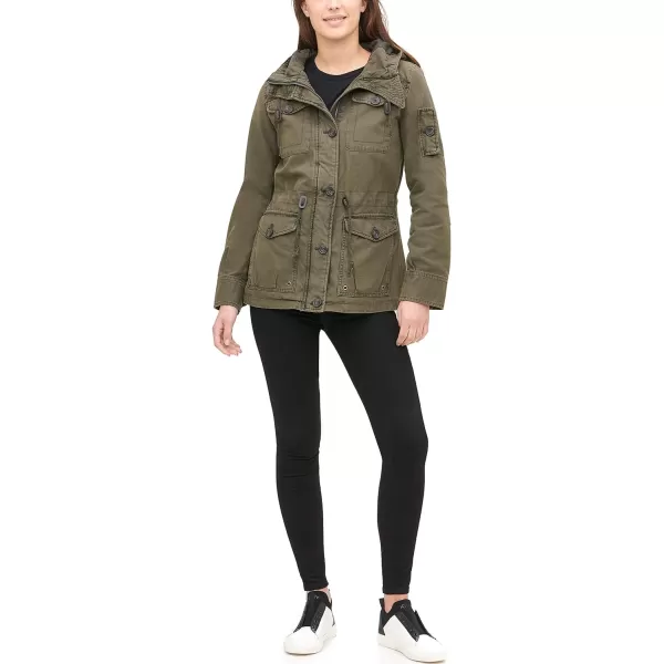 Levis Womens Cotton Four Pocket Hooded Field Jacket Standard amp Plus SizesArmy Green