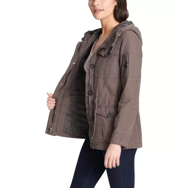 Levis Womens Cotton Four Pocket Hooded Field Jacket Standard amp Plus SizesGrey