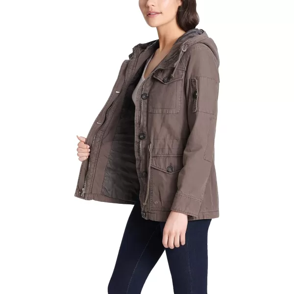 Levis Womens Cotton Four Pocket Hooded Field Jacket Standard amp Plus SizesGrey