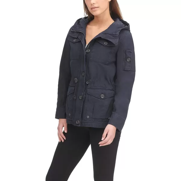 Levis Womens Cotton Four Pocket Hooded Field Jacket Standard amp Plus SizesNavy