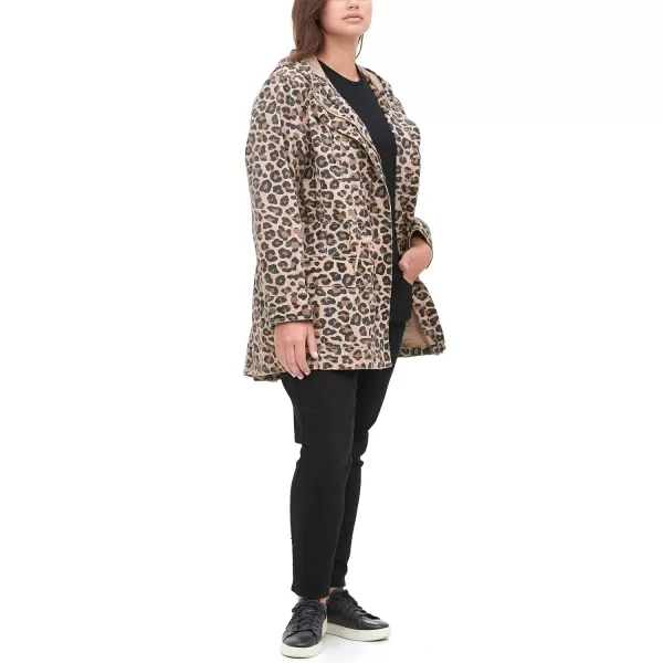 Levis Womens Cotton Hooded Anorak Jacket Standard amp Plus SizesCamel Leopard