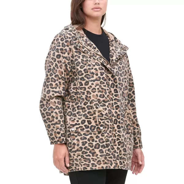 Levis Womens Cotton Hooded Anorak Jacket Standard amp Plus SizesCamel Leopard