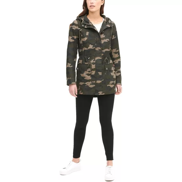 Levis Womens Cotton Hooded Anorak Jacket Standard amp Plus SizesOlive Camo