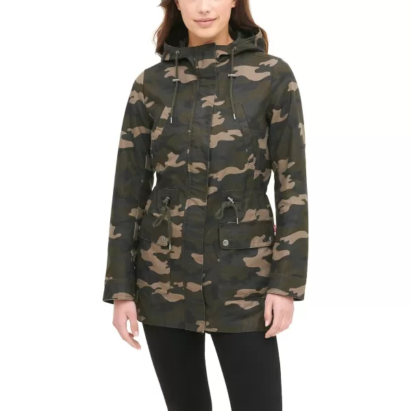 Levis Womens Cotton Hooded Anorak Jacket Standard amp Plus SizesOlive Camo