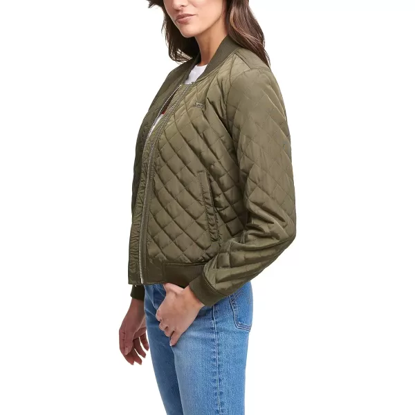 Levis Womens Diamond Quilted Bomber Jacket Regular amp Plus SizeArmy Green