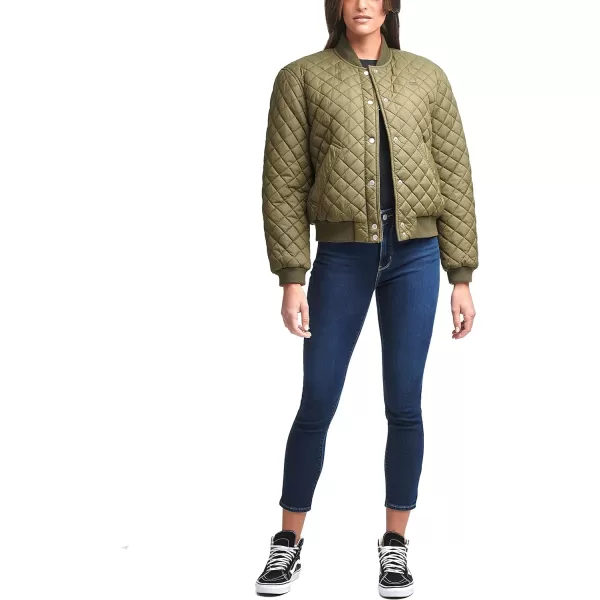 Levis Womens Diamond Quilted Bomber Jacket Regular amp Plus SizeArmy Green Sherpa Lined