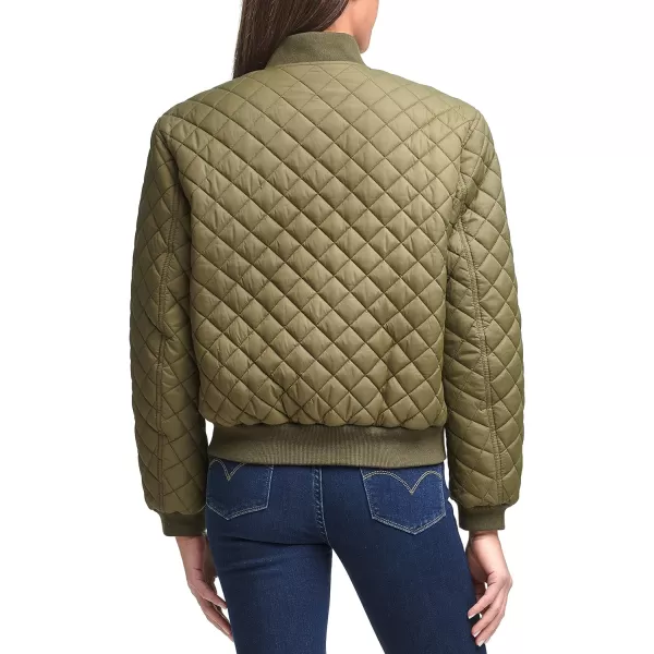 Levis Womens Diamond Quilted Bomber Jacket Regular amp Plus SizeArmy Green Sherpa Lined