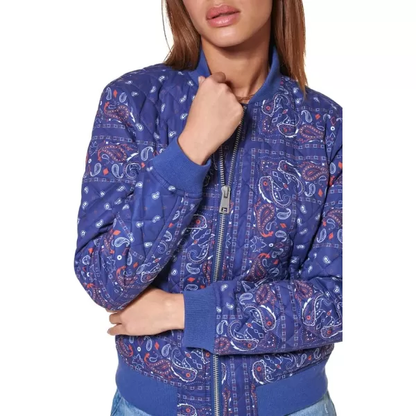 Levis Womens Diamond Quilted Bomber Jacket Regular amp Plus SizeBlue Paisley