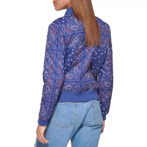 Levis Womens Diamond Quilted Bomber Jacket Regular amp Plus SizeBlue Paisley