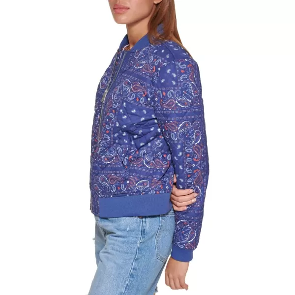 Levis Womens Diamond Quilted Bomber Jacket Regular amp Plus SizeBlue Paisley