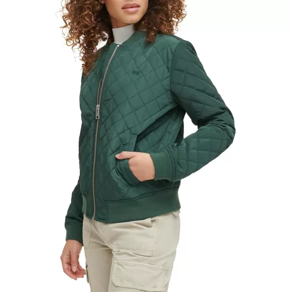 Levis Womens Diamond Quilted Bomber Jacket Regular amp Plus SizeDarkest Spruce