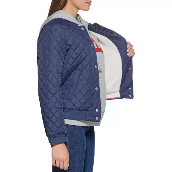 Levis Womens Diamond Quilted Bomber Jacket Regular amp Plus SizeNavy Sherpa Lined