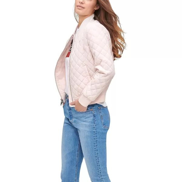 Levis Womens Diamond Quilted Bomber Jacket Regular amp Plus SizePeach Blossom Blush