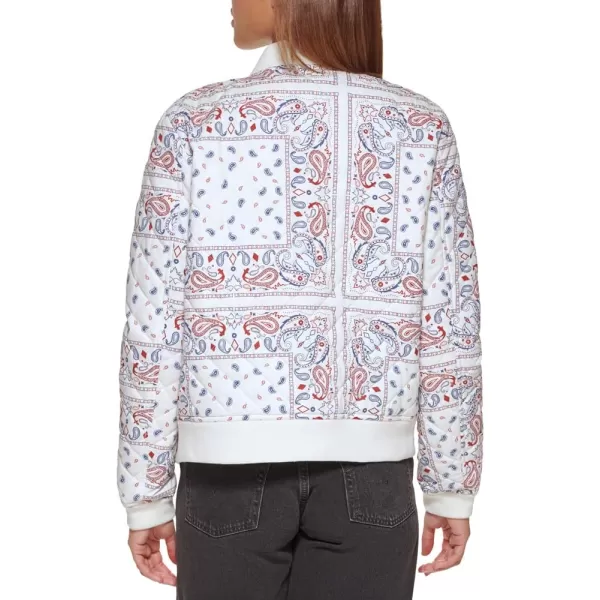 Levis Womens Diamond Quilted Bomber Jacket Regular amp Plus SizeRedWhiteBlue Paisley